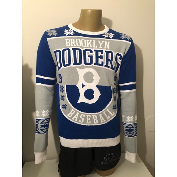 Brooklyn Dodgers Old School Rare Ugly Sweater MLB Baseball Size Medium - Picture 1 of 8